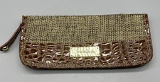 NWT Samantha Brown Tan Passport Travel Wallet Faux Crocodile Embossed Organizer
