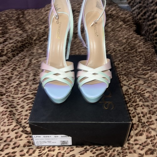 Tyronica by SHOEDAZZLE Multi Faux Snake Strappy 6" Stiletto Platforms Size 12 - Picture 4 of 4