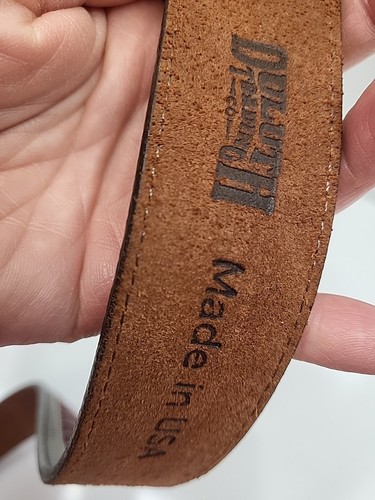 Duluth Trading Co Leather & Fabric Men’s Belt Sz34 60520 USA Brown Navy Red Gold - Picture 10 of 10