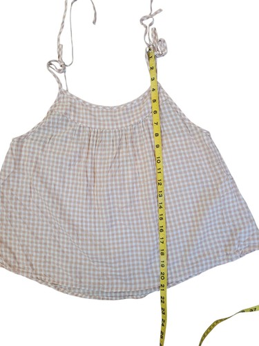 Nuevo top para dormir AERIE L blanco tostado guinga Seersucker cami para mujer - Imagen 8 de 10