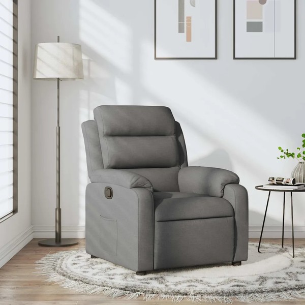 Relaxsessel Stoff Dunkelgrau Mit Liegefunktion Und Stehhilfe-image