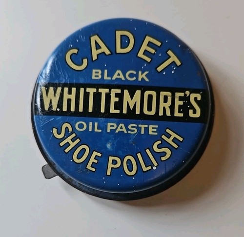 Vintage Whittemore's Cadet schwarze Ölpaste Schuhcreme leere Dose Boston - Bild 1 von 6