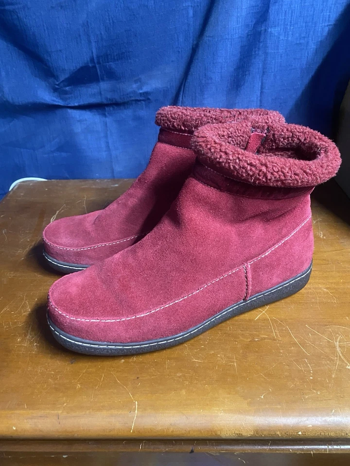 Lands End Mujer 11D Chukka Botines Rojo Imitación Gamuza Cremallera Lateral Foto 4 de 4