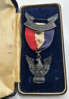 Circa 1930s Boy Scouts of America Sterling Eagle Scout Medal w/Original Case