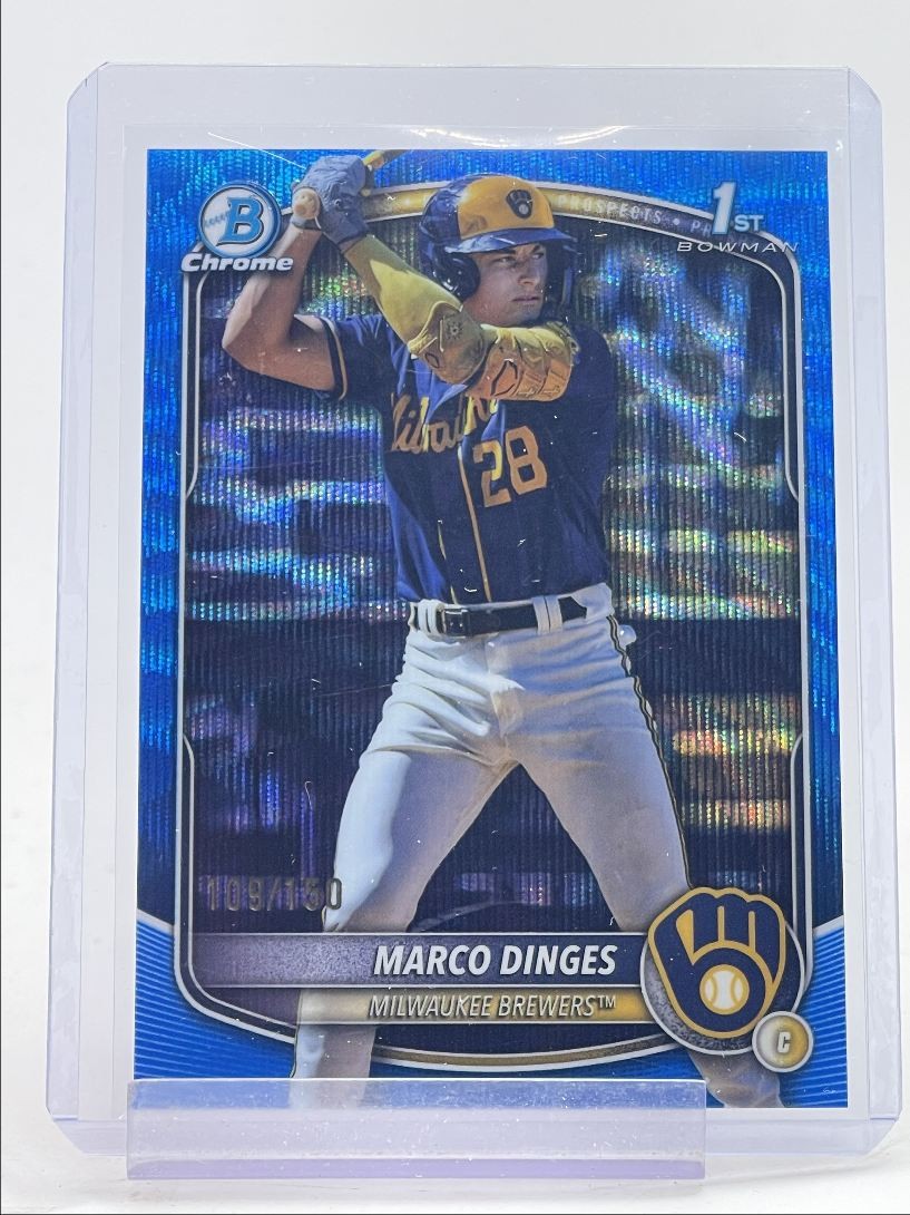 MARCO DINGES 2025 BOWMAN CHROME 1ST BLUE WAVE REFRACTOR BREWERS /150 Q5451