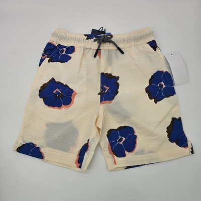 Sovereign Code Kids Boys Shorts Floral Seersucker Swim Beach Trail Birch L 14/16
