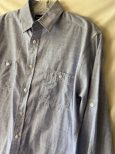 Beverly Hills Polo Club, Men's S, Blue Cotton Poly Shirt, Roll Tab Sleeves, NWT - Picture 6 of 14
