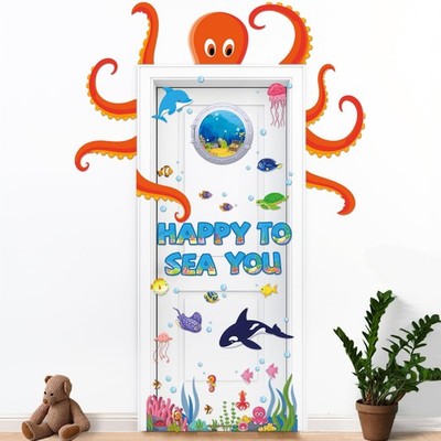 Ocean Octopus Home Wall Decor Classroom Door Decorations Under The Sea Large ...