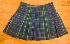 Pleated Mini Skirt Green Plaid Tartan Schoolgirl Edgy Punk Nerd Womens M