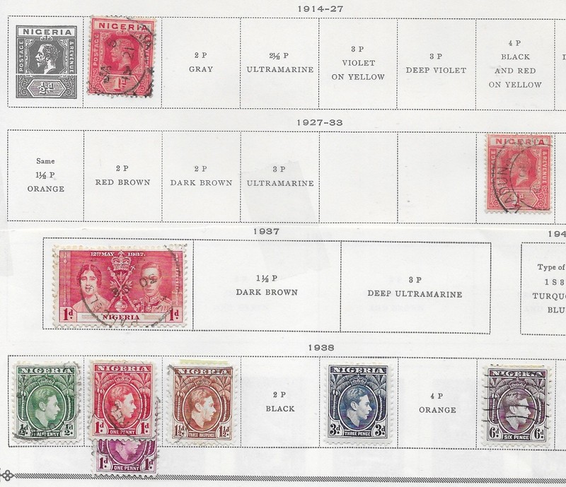 9 Nigeria Stamps from Quality Old Antique Album 1914-1938