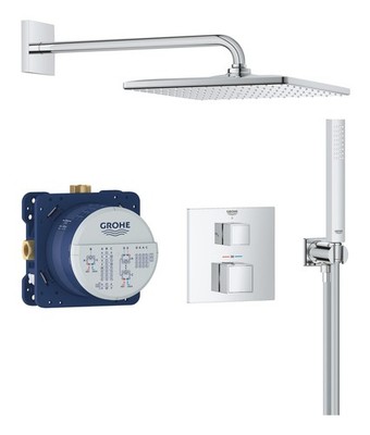 Grohe Precision Cube Duschsystem mit Vitalio Rain Mono 310 Cube - Chrom