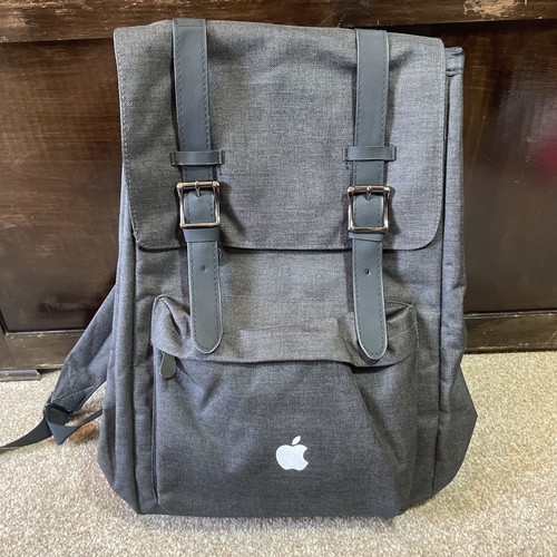 Charcoal Grey Vintage Apple Backpack USB port pockets & laptop compartment