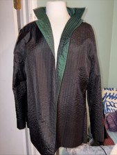 NWT Chicos Size 3 Reversible Jacket Blazer Green/black MSRP 148.00