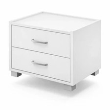 Comodino Moderno 2 Cassetti Rovere o Bianco Camera da Letto Arredo Stanza