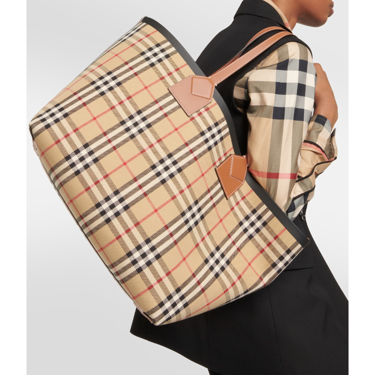 $2090 NEW BURBERRY London Check LARGE 2pc Tote Shopper Bag Purse