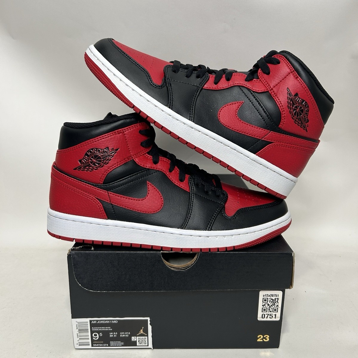 Nike Shoes Air Jordan 1 Mid Retro “Banned/Bred” 554724-074 Men's