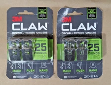 2 PACKS -3M Claw Drywall Picture Hangers Holds 25 Pounds 4 Count Each Pack