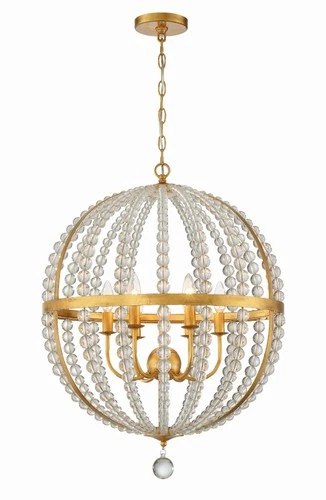 Crystorama Lighting Group ROX-A9006 Roxy 6 Light 22"W Pendant - Gold - Picture 4 of 12