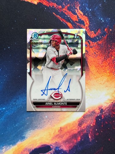 ARIEL ALMONTE 2023 Bowman Chrome Prospect 1st Auto Atomic /100 Cincinnati Reds