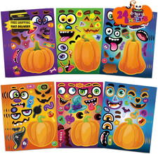 Halloween Stickers for Kids, Make a Pumpkin Face Stickers Halloween Party