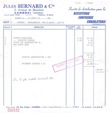 Invoice 1965 JULES BERNARD IN CAMBRAI - M JOMBART CARVIN BAKERY