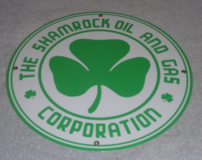 #ad VINTAGE SHAMROCK OIL AND GAS CORPORATION 11 3 4quot; PORCELAIN METAL GASOLINE SIGN $119.99