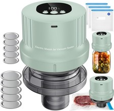 Mason Jar Vacuum Sealer Kit Cordless 3-in-1 w/ Lids & Bags