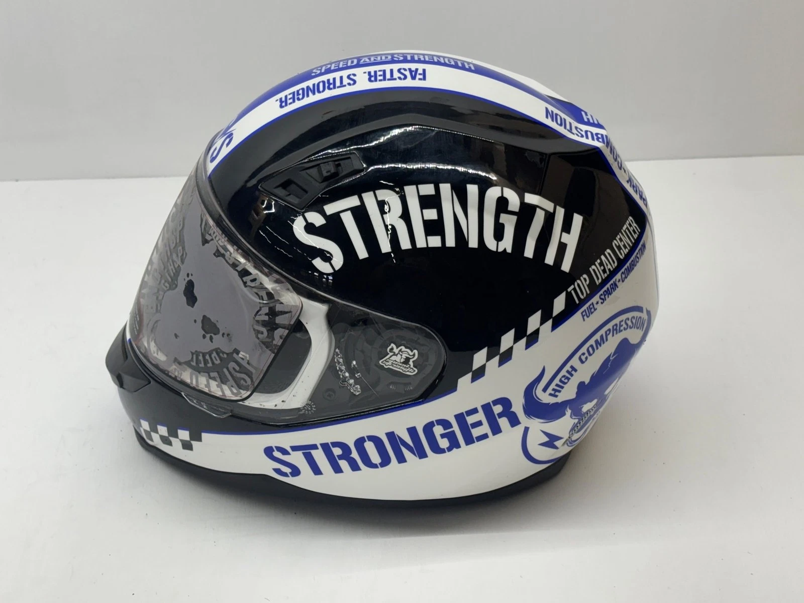 Speed and Strength Men's Helmet 2XL Black White Blue XXL Riding Head Protection