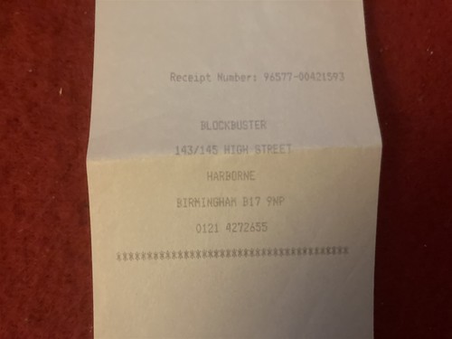 BLOCKBUSTER VIDEO RENTAL SHOP VINTAGE 2002 TILL RECEIPT HARBORNE BIRMINGHAM UK - Picture 2 of 5