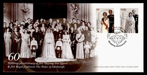 DR WHO 2007 NEW ZEALAND FDC QEII WEDDING ANIV COMBO $2 M79745