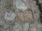 4 Rusty Old Chippy White Paint Wrought Iron Curly Kew Garden Wall Ornaments