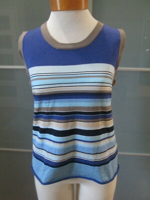 Alain Manoukian Striped Sleeveless Knit Top / Shell Fits M