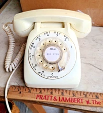 Automatic Electric White Rotary Dial Desk Telephone