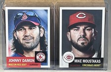 2022 TOPPS LIVING SET WEEK 3 #485 JOHNNY DAMON RED SOX #486 MIKE MOUSTAKAS REDS