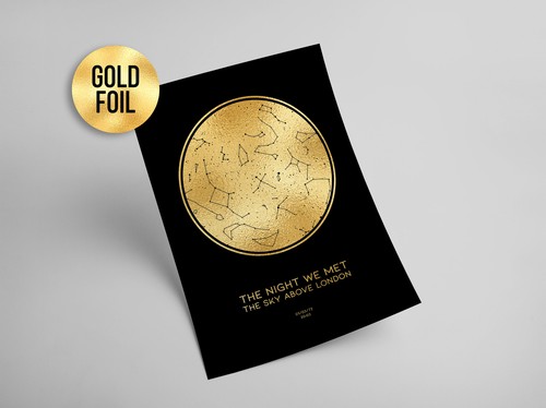 Personalised Custom FOIL STAR MAP, constellation night sky map - Picture 5 of 8