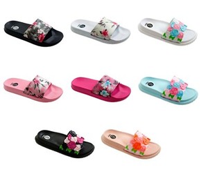 Womens-Floral-Slip-On-Slides-Sandals-Flower-Flip-Flops-Tropical-Beach-Shoes-NEW
