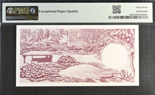 1962 Ghana 1 Pound P2d BANKNOTE CURRENCY UNC PMG 67 - Picture 2 of 3