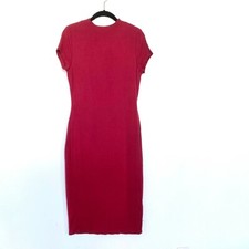 Love J Solid Wine Red Pencil Work Dress Cut Out Back Detail Stretch Dress