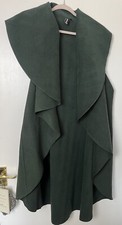 Izabel London Dark Green Sleeveless Blanket Jacket Size Uk 8 10 12 Made In Italy