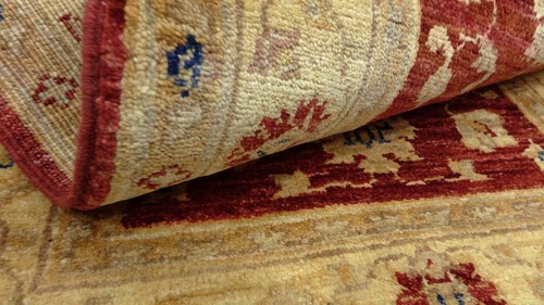 Alfombra Afghan Chobi Ziegler 60x90 anudada a mano roja patrón floral Oriente b - Imagen 6 de 7