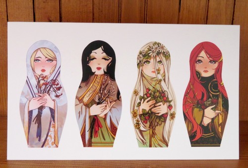 Matryoshka DOLL ART BIRTHDAY CARD GREETING 4 Seasons Winter Spring Autumn Summer - Picture 14 of 14