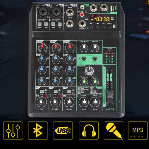 8 Channel Professional Audio Mixer Sound Board DJ Mixing Console Amplifier Live - Picture 2 of 10