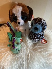 Beanie Boo Duke Dog 9  , Yago Blue owl 6  , Cinder Dragon 6  Soft Toy Stuffed New