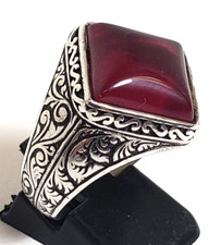 CHARMING OTTASILVER STERLING RUBY MEN'S RING size 11