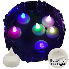 SAFE FLOATING CHRISTMAS MULTICOLOR LED TEA LIGHTS LIGHTING DECORATIONS 6 PIECES