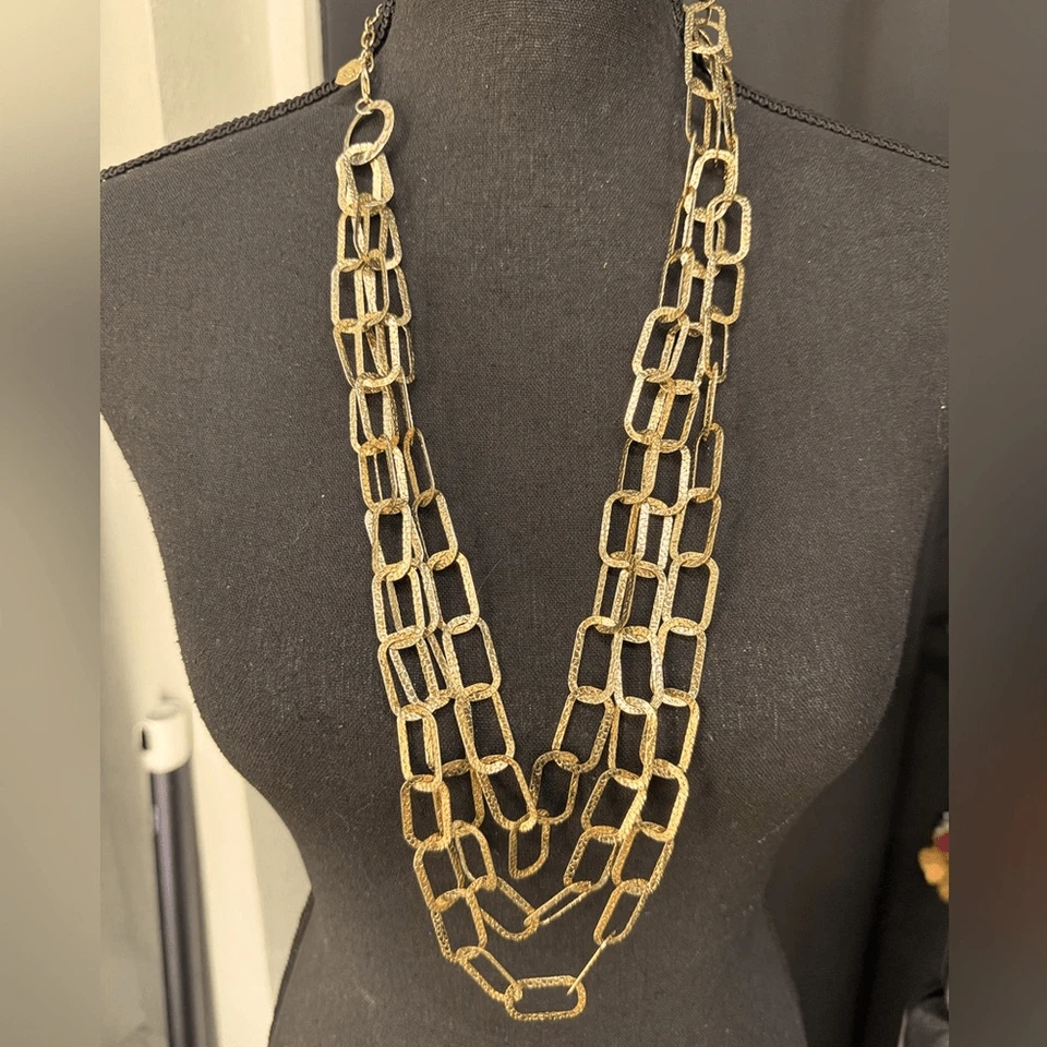R.J. Graziano Gold-Tone Layered Necklace 3 strands stamped