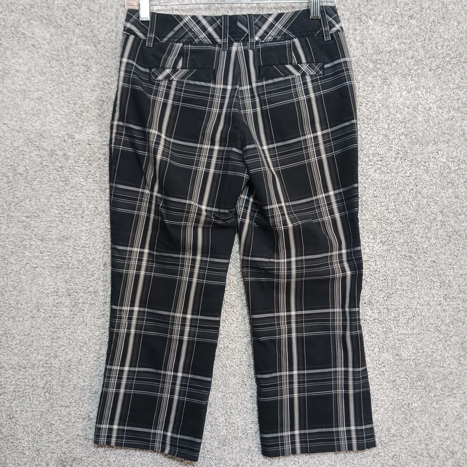 Express Design Studio Pants Womens Size 0 Black White Plaid Straight Leg Capri - Image 3 of 4