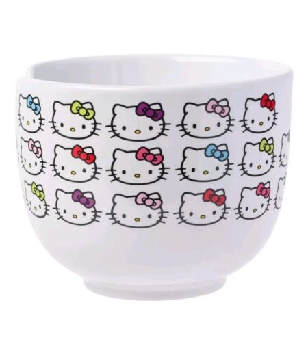 NEW HELLO KITTY CERAMIC BOWL WITH CHOPSTICKS 20 OZ - Picture 2 of 10