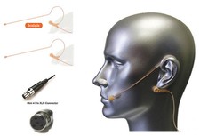 2pcs Tan Color Headset Mic Earhook Microphone w TA4F for Shure Wireless System