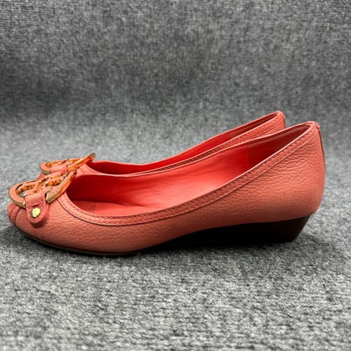 Tory Burch Shoes Womens 8.5 Red Leather Peep Toe Wedge Heel 11138212 - Picture 8 of 18
